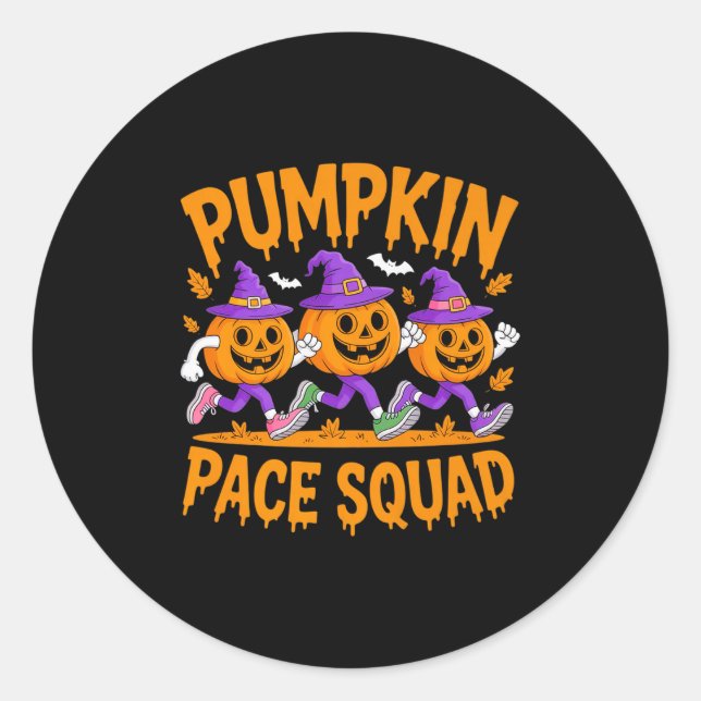 Sticker Rond Costume de coureur citrouille Pace Runnin Hallowee (Devant)