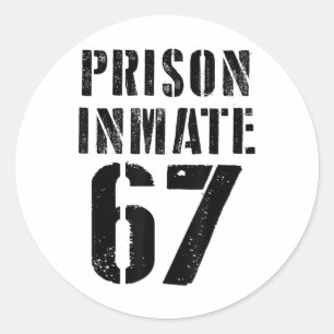 Sticker Rond Costume de déguisement de prisonnier de prison 67 