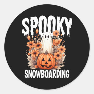 Sticker Rond Costume de famille Halloween Snowboard