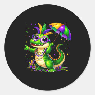 Sticker Rond Costume de fille de grenouille de Mardi Gras migno