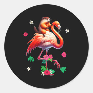 Sticker Rond Costume de Flamant Rose pour Famille et Enfants av