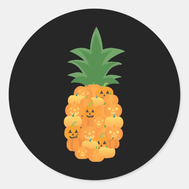 Sticker Rond Costume De Fun Citrouille Pour Amateur D'Ananas (Devant)