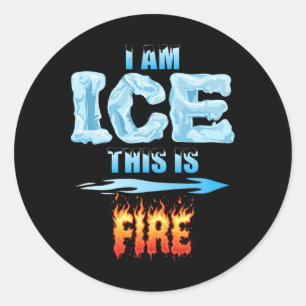 Sticker Rond Costume De Glace Et De Feu Drôle Halloween Famille