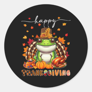 Sticker Rond Costume de grenouille de Thanksgiving heureux Dind