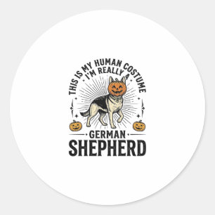 Sticker Rond Costume de Halloween drôle pour chien berger allem