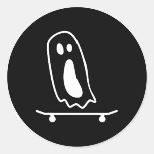 Sticker Rond Costume de Halloween paresseux de planche à roulet