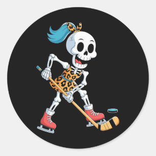 Sticker Rond Costume de hockey sur glace Halloween squelette lé