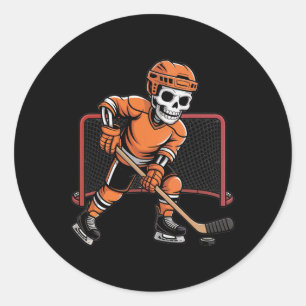 Sticker Rond Costume de hockey sur glace squelette Halloween Ho