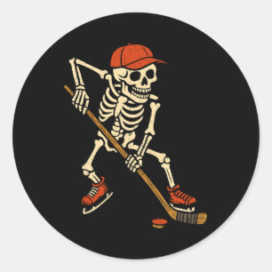 Sticker Rond Costume de hockey sur glace squelette Halloween Sp