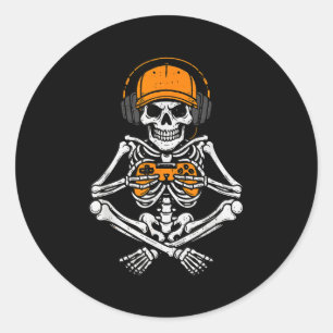 Sticker Rond Costume de jeu vidéo de squelette de garçon pour H