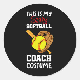 Sticker Rond Costume de joueur de softball d'Halloween de coach