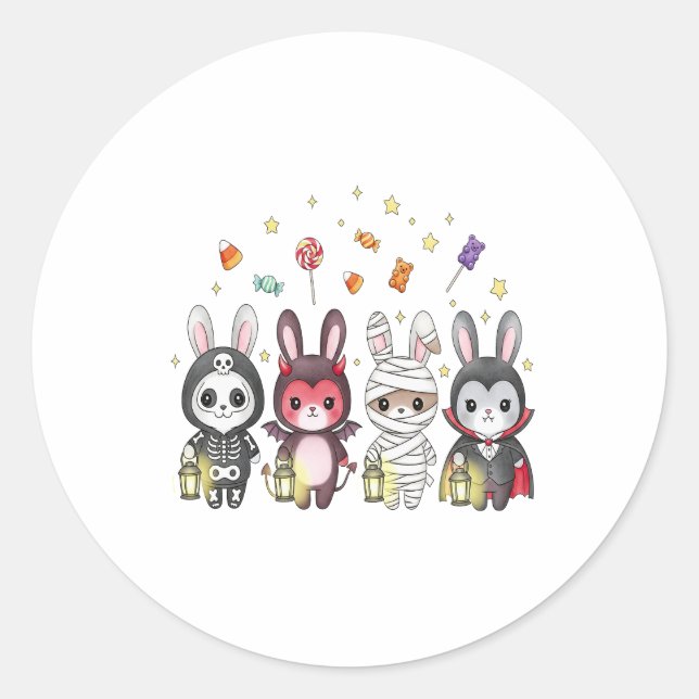 Sticker Rond Costume de lapin mignon Halloween (Devant)