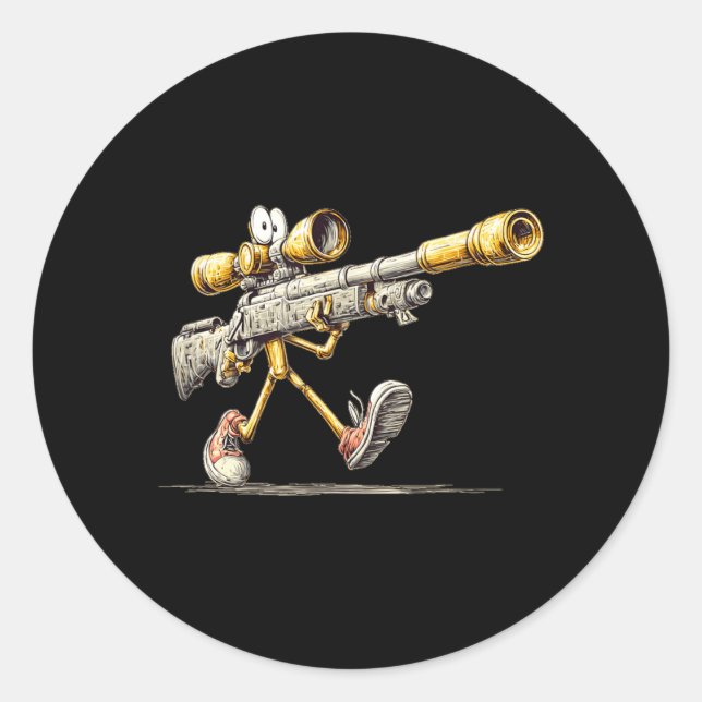 Sticker Rond Costume de marche pour amateurs de précision (Devant)