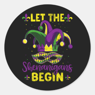 Sticker Rond Costume de Mardi Gras Que les frénésies commencent