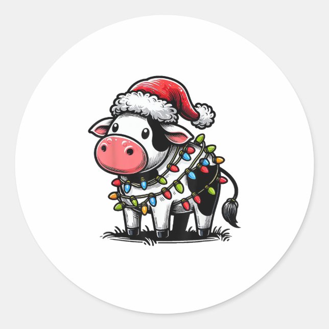 Sticker Rond Costume De Noël De Vache Pour Enfants (Devant)