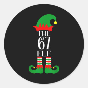 Sticker Rond Costume de Noël Elf 67 Pyjama 67 Meme Gen Alpha