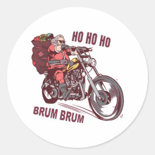 Sticker Rond Costume de Noël père Noël Biker pour Invitatiatiat