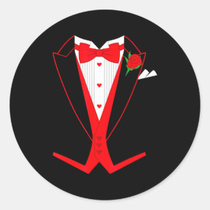 Sticker Rond Costume de nœud papillon rouge smoking pour homme