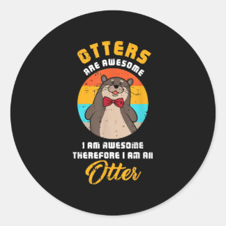 Sticker Rond Costume de Otter magnifique zoo animal mignon Hall