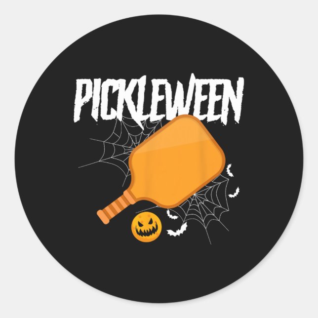 Sticker Rond Costume de Pickleball Halloween Pickleween Hallowe (Devant)