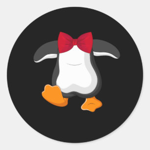 Sticker Rond Costume de pingouin adorable Tuxedo Bow Cravate Ha