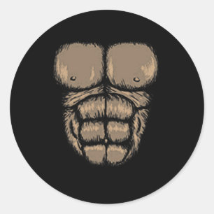 Sticker Rond Costume de poitrine d'Halloween Gorilla Cute Monke