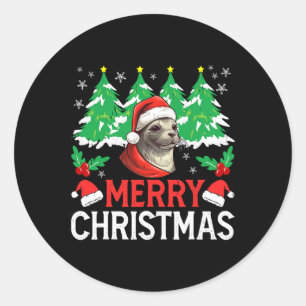 Sticker Rond Costume de pyjama de Noël du phoque du Baïkal pour