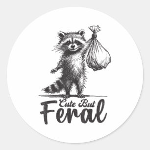 Sticker Rond Costume de Raton Laveur Panda Mignon Mais Sauvage