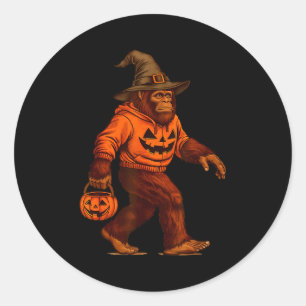 Sticker Rond Costume de Sasquatch pour Halloween Bigfoot Trick