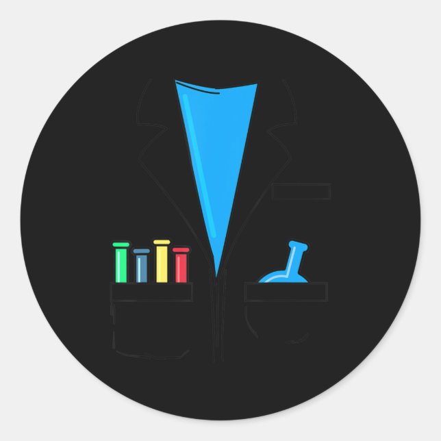 Sticker Rond Costume de scientifique fou Chimie Nerd Fun Scienc (Devant)