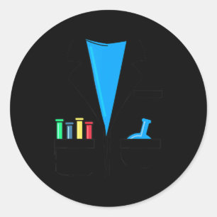 Sticker Rond Costume de scientifique fou Chimie Nerd Fun Scienc