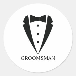 Sticker Rond Costume de smoking noir pour mariage et nœud papil