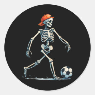 Sticker Rond Costume de soccer squelette d'Halloween drôle pour