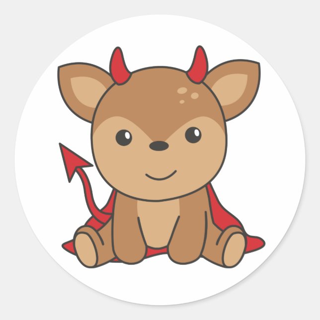 Sticker Rond Costume de sorcière Deer Halloween Cute Devil Clas (Devant)