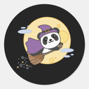 Sticker Rond Costume de sorcière Panda Halloween pour enfants