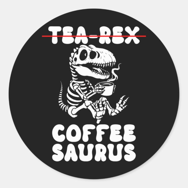 Sticker Rond Costume de squelette de dinosaure drôle Goth Tea-R (Devant)