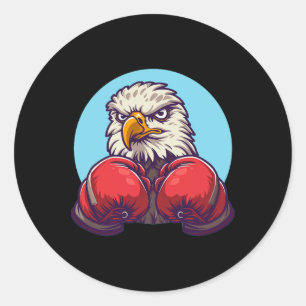 Sticker Rond Costume de superbe aigle de boxe avec gants cool