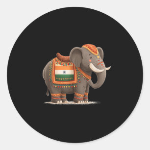 Sticker Rond Costume D'Éléphant Indien Pour Eléphants Et Animau