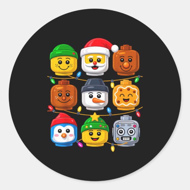 Sticker Rond Costume d'équipe de construction de Noël Maître Bâ (Devant)