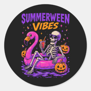 Sticker Rond Costume d'été Halloween squelette