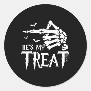 Sticker Rond Costume d'Halloween amusant Couple Skeleton Corres