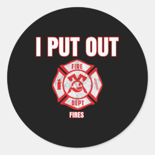 Sticker Rond Costume d'Halloween Amusant Pompier J'Ai Sorti Fir
