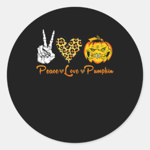 Sticker Rond Costume d'Halloween Citrouille de la Paix Léopard