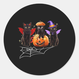 Sticker Rond Costume d'Halloween Citrouille Vampire Trois Chats