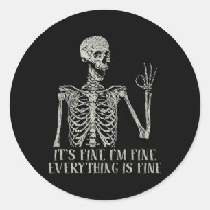 Sticker Rond Costume d'Halloween crâne drôle C'est bien Je suis
