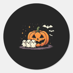 Sticker Rond Costume d'Halloween de fantôme mangeur de citrouil