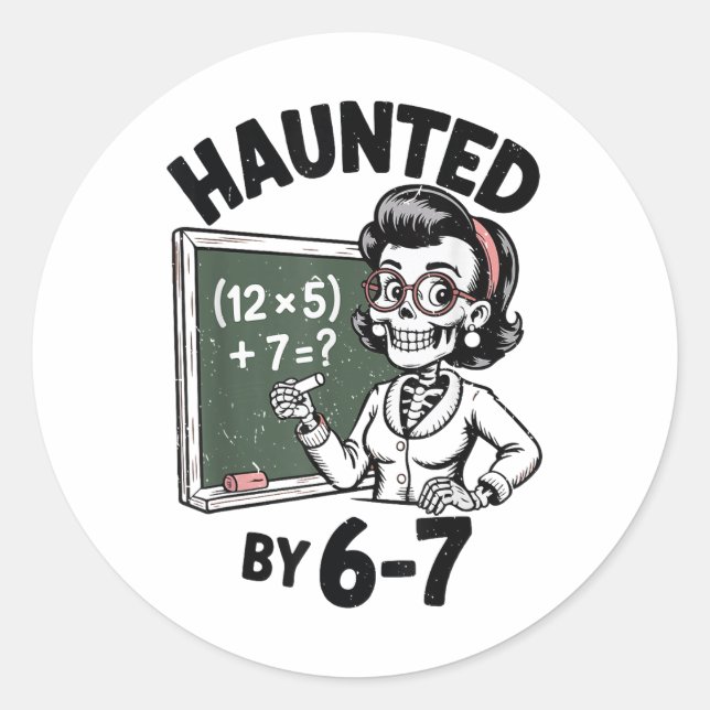 Sticker Rond Costume d'Halloween de professeur de mathématiques (Devant)
