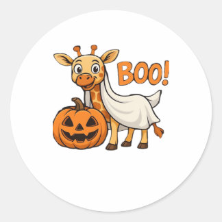 Sticker Rond Costume d'Halloween de saison effrayant Boo de gir