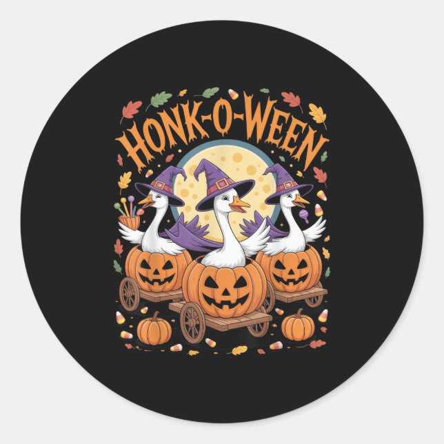 Sticker Rond Costume d'Halloween d'oies amusantes pour partie (Devant)