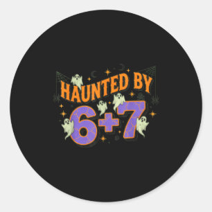 Sticker Rond Costume d'Halloween du mème 67 hanté par 6-7